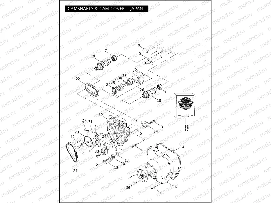 CAMSHAFTS & CAM COVER - TWIN CAM 96â¢ - JAPAN