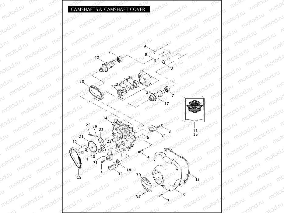 CAMSHAFTS & CAMSHAFT COVER - TWIN CAM 110â¢