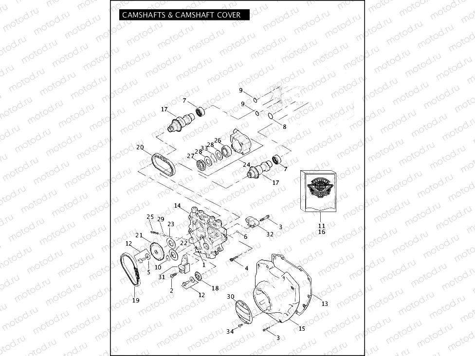 CAMSHAFTS & CAMSHAFT COVER - TWIN CAM 110â¢