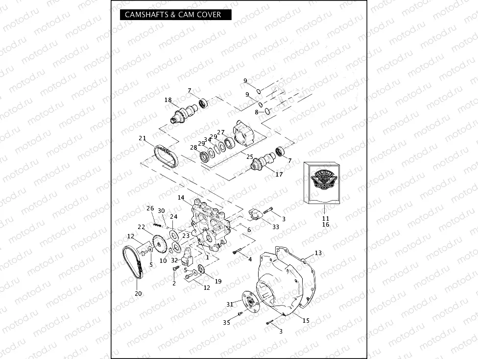 CAMSHAFTS & CAMSHAFT COVER - TWIN CAM 96â¢