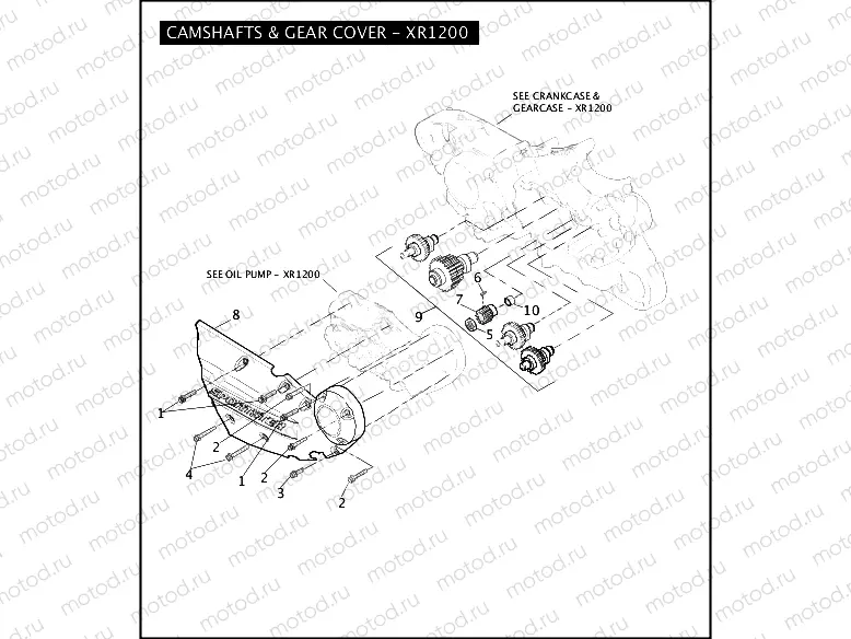 CAMSHAFTS & GEAR COVER - XR1200