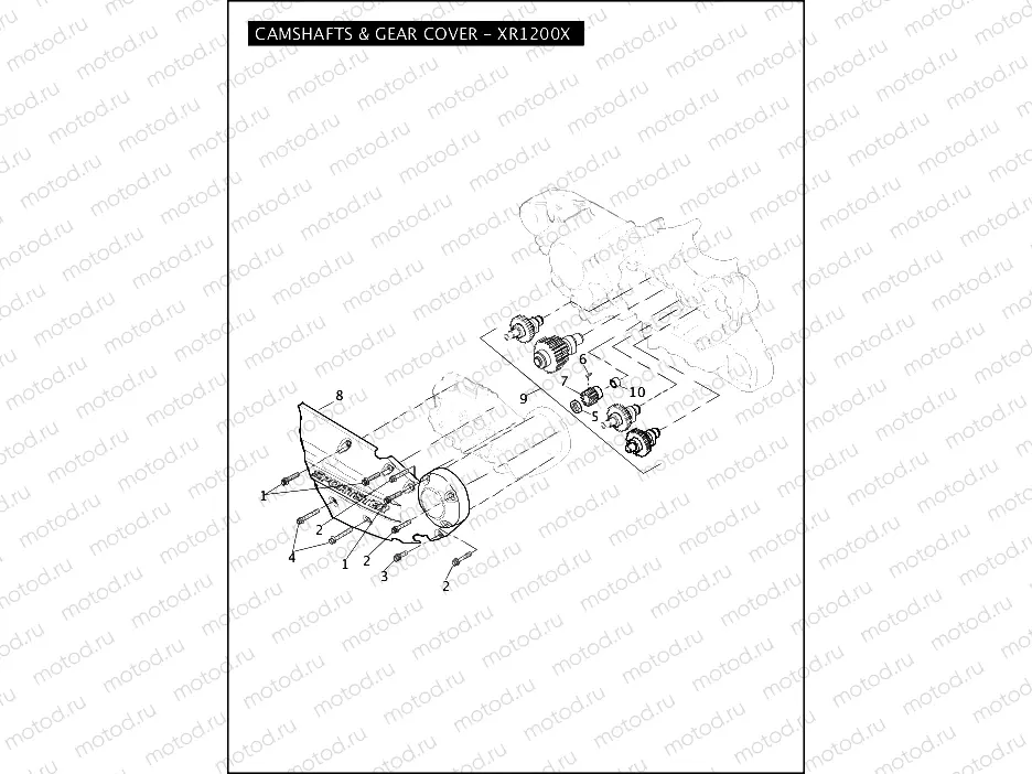 CAMSHAFTS & GEAR COVER - XR1200X