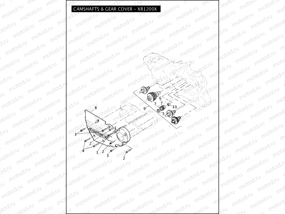 CAMSHAFTS & GEAR COVER - XR1200X