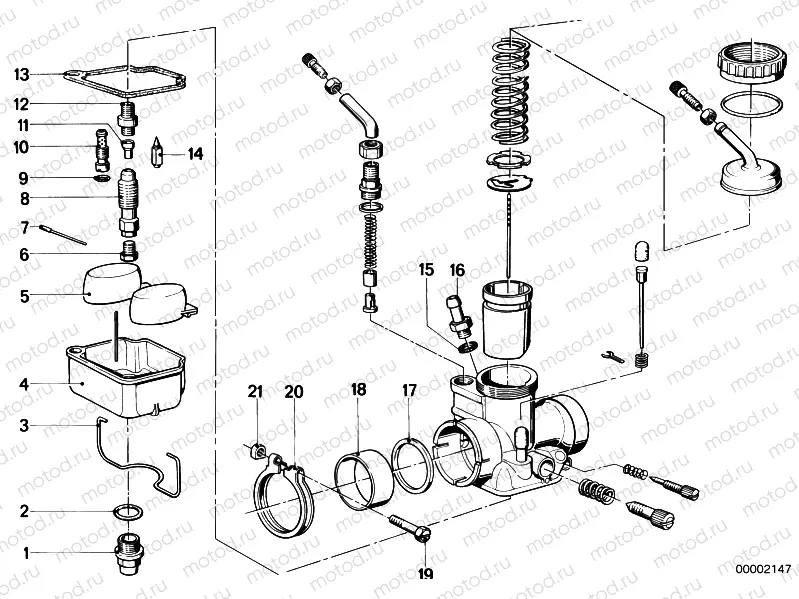 Carburetor-nozzles/gasket set carb.