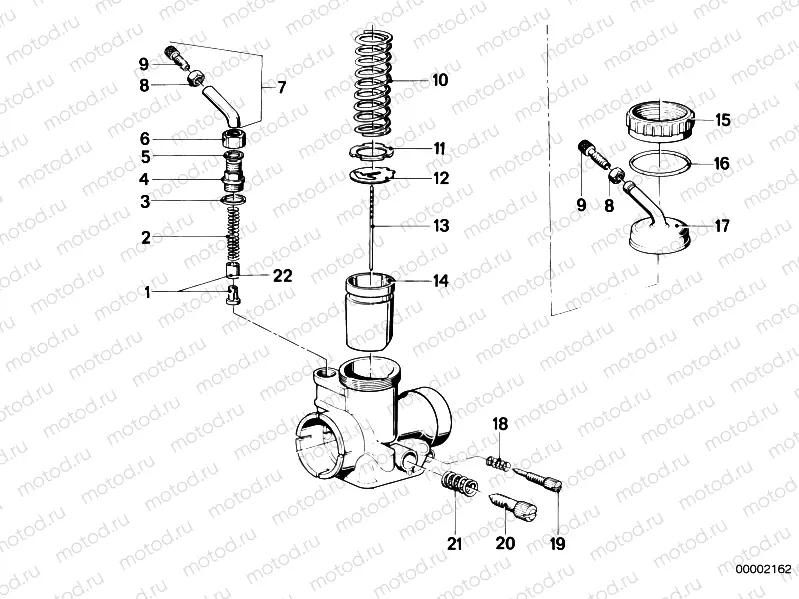 Carburetor-piston/nozzle needle