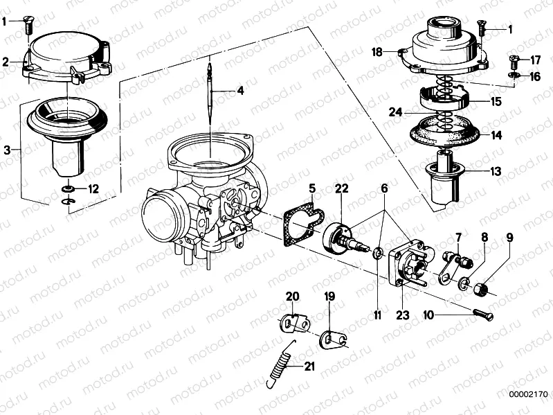 Carburetor-piston/nozzle needle