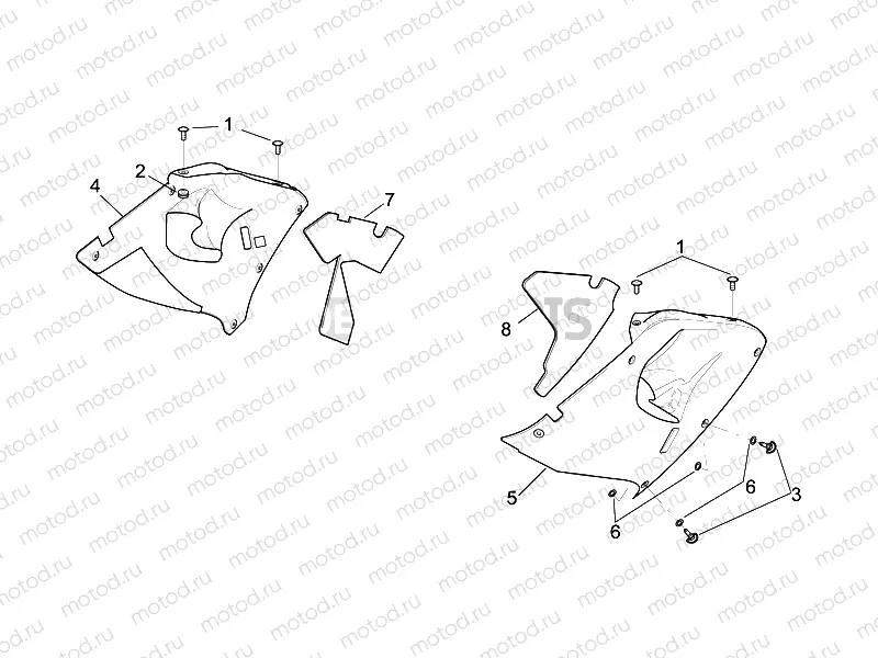 Central body - Upper fairings