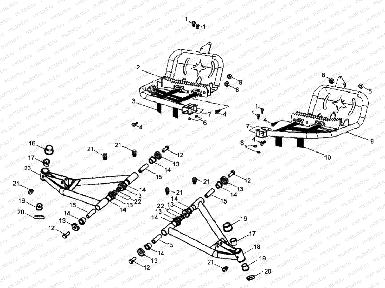 CHASSIS | CHASSIS, A-ARM and FOOTREST - A08KA09AC (49ATVSUSPFRT08OUT90AC)