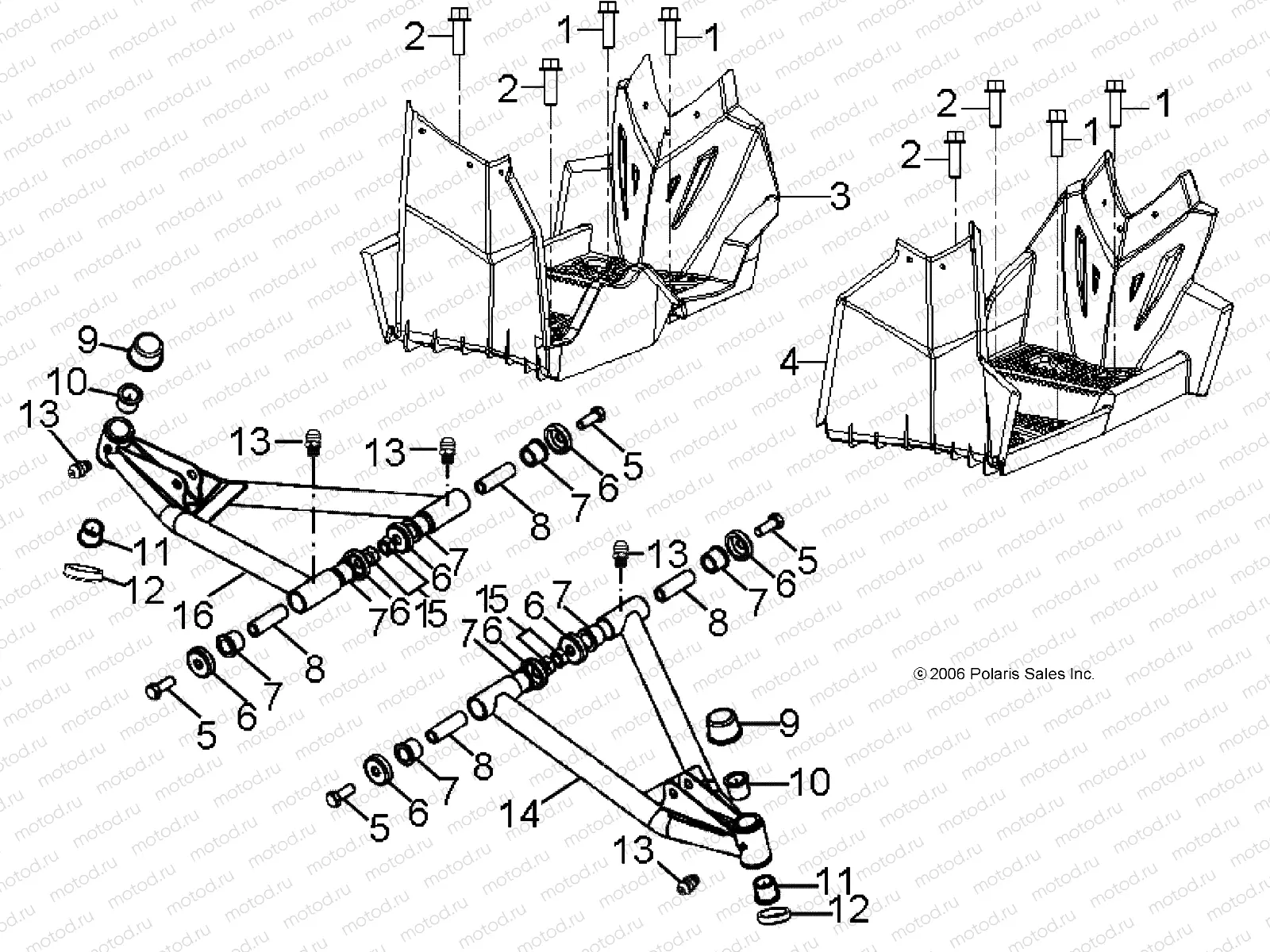 CHASSIS | CHASSIS, A-ARM and FOOTREST - A14KA09AD/AF (49ATVSUSPFRT08OUT90)