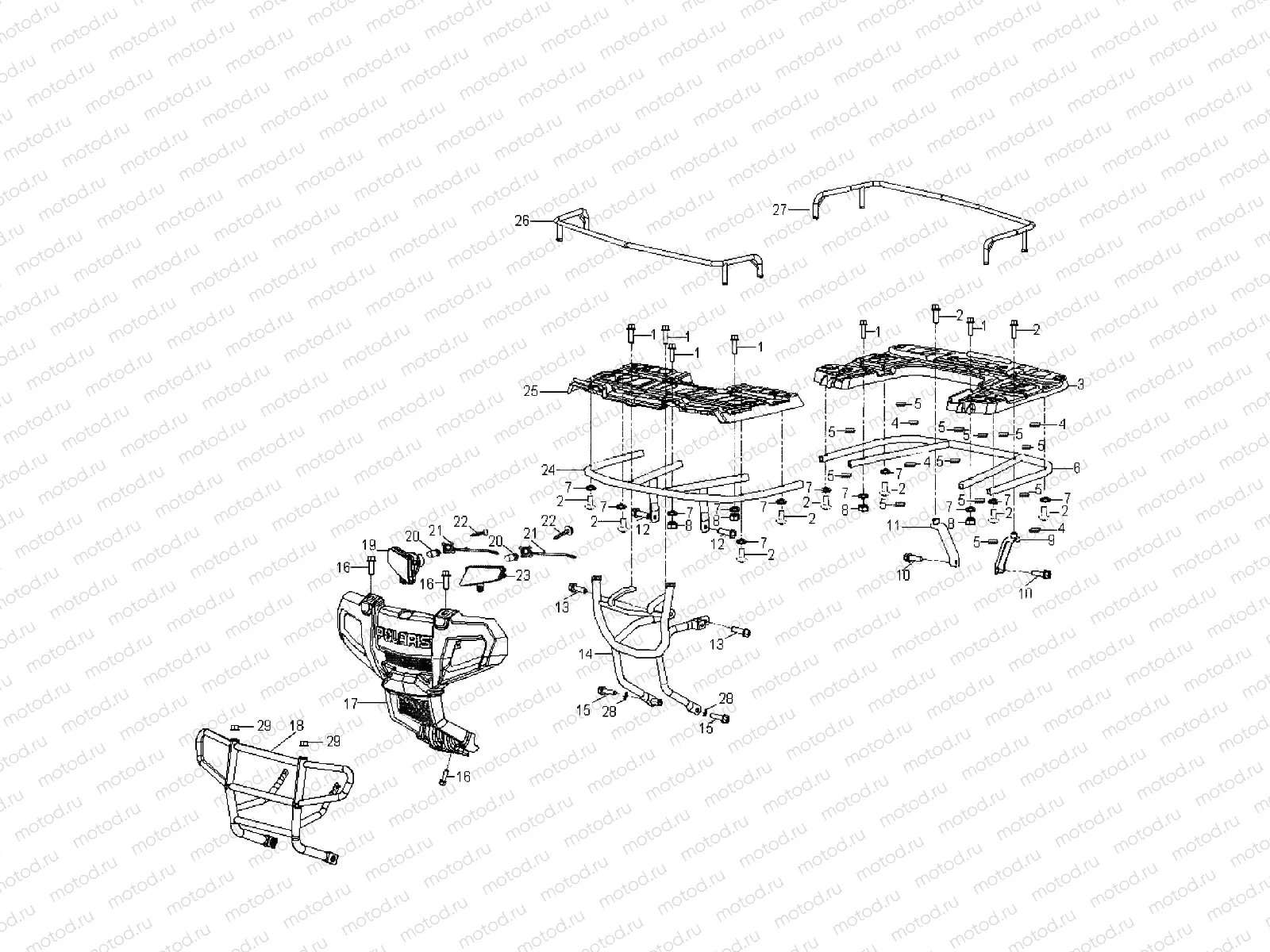 CHASSIS | CHASSIS, BUMPER - A08FA09AA/AB/AC (49ATVBUMPER08SP90)