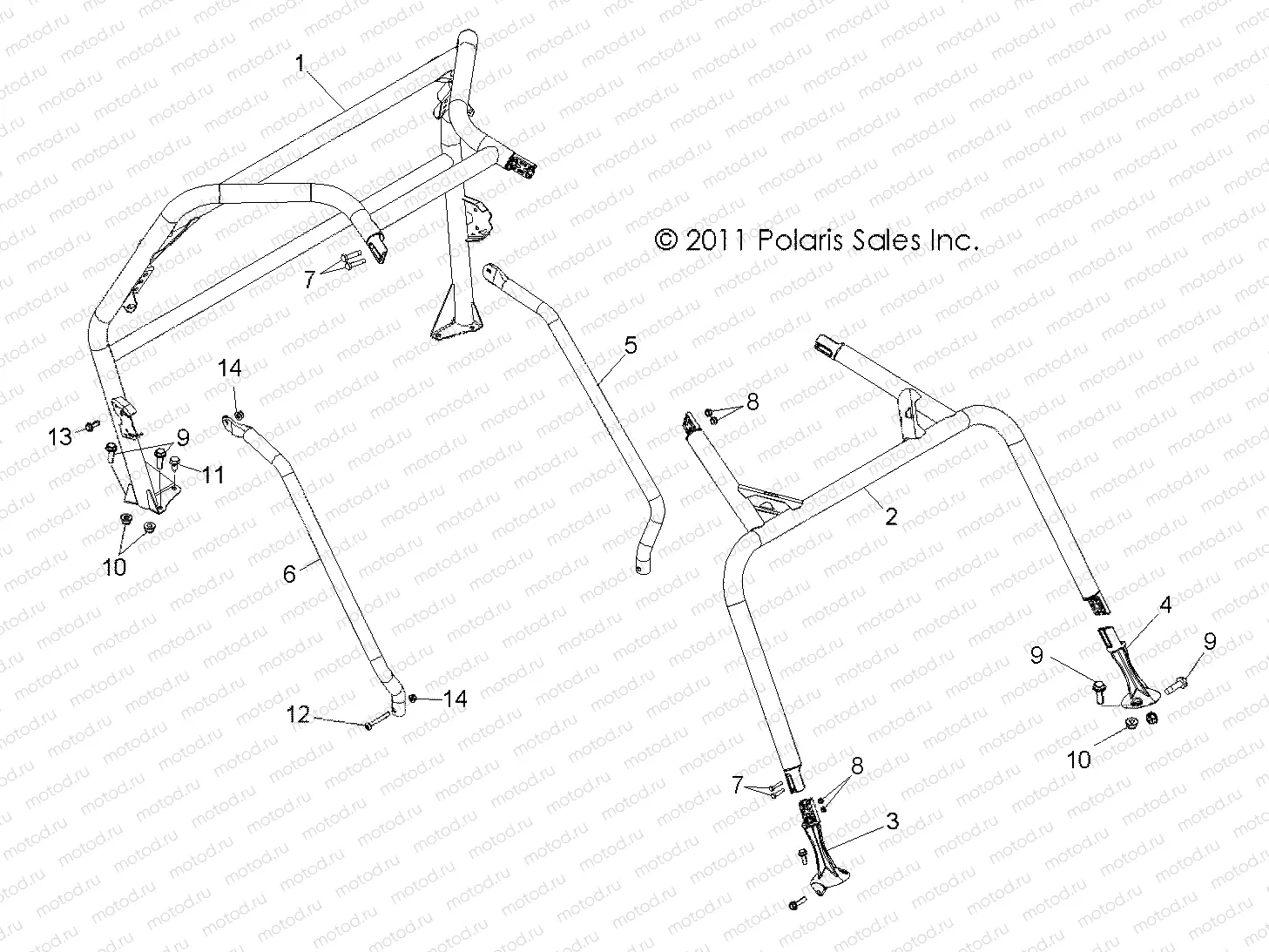 CHASSIS | CHASSIS, CAB FRAME and SIDE BARS - R13VH57FX (49RGRCAB12RZR570)