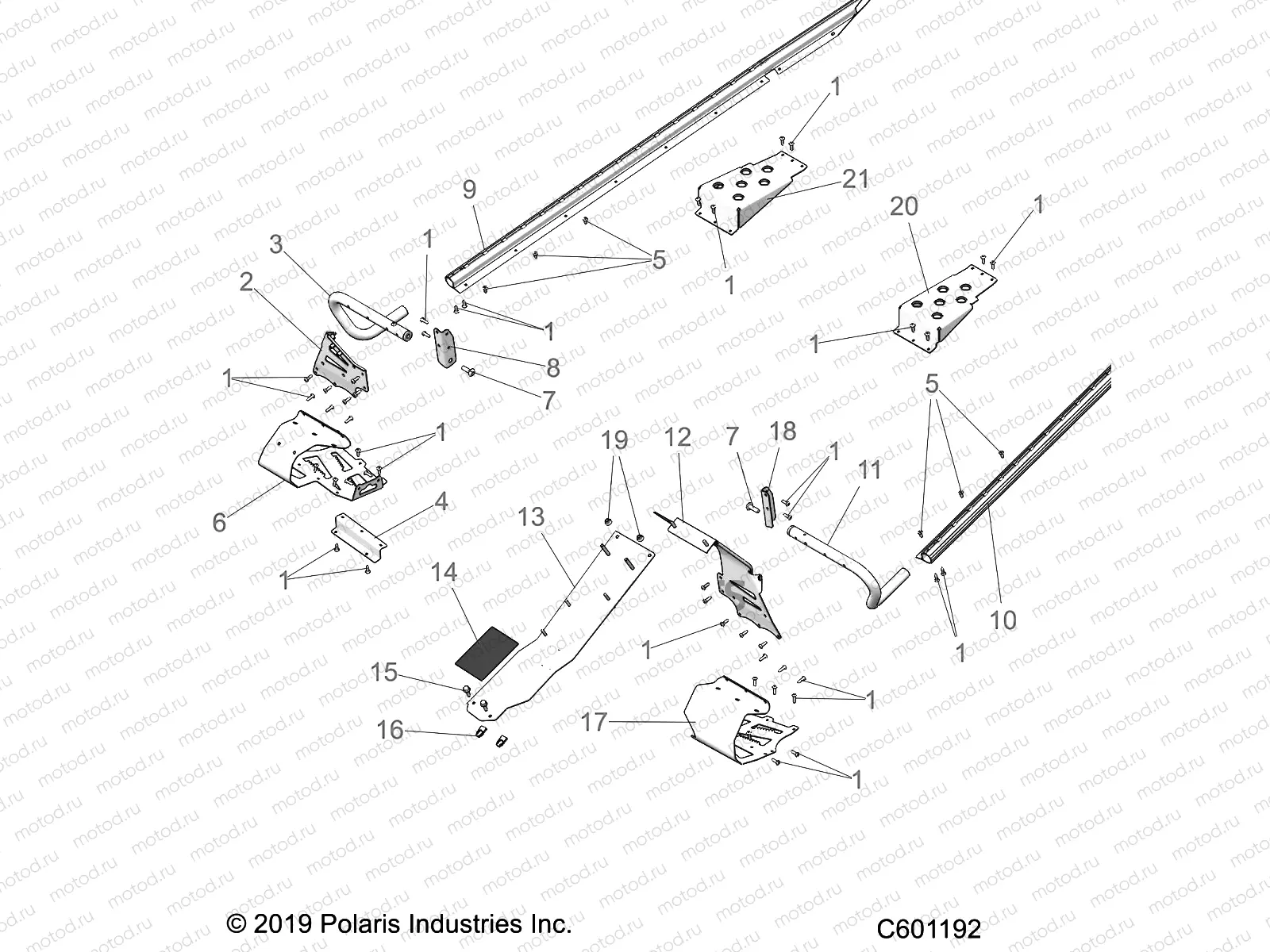 CHASSIS | CHASSIS, CLUTCH GUARD and FOOTRESTS - S22CFE5TSL (600340)