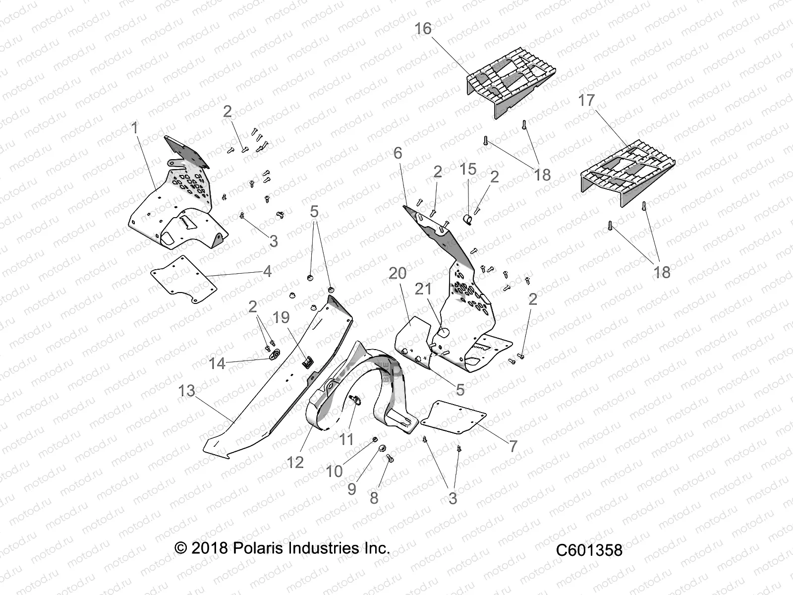 CHASSIS | CHASSIS, CLUTCH GUARD and FOOTRESTS - S23FJE8PS/8PE (C601358)