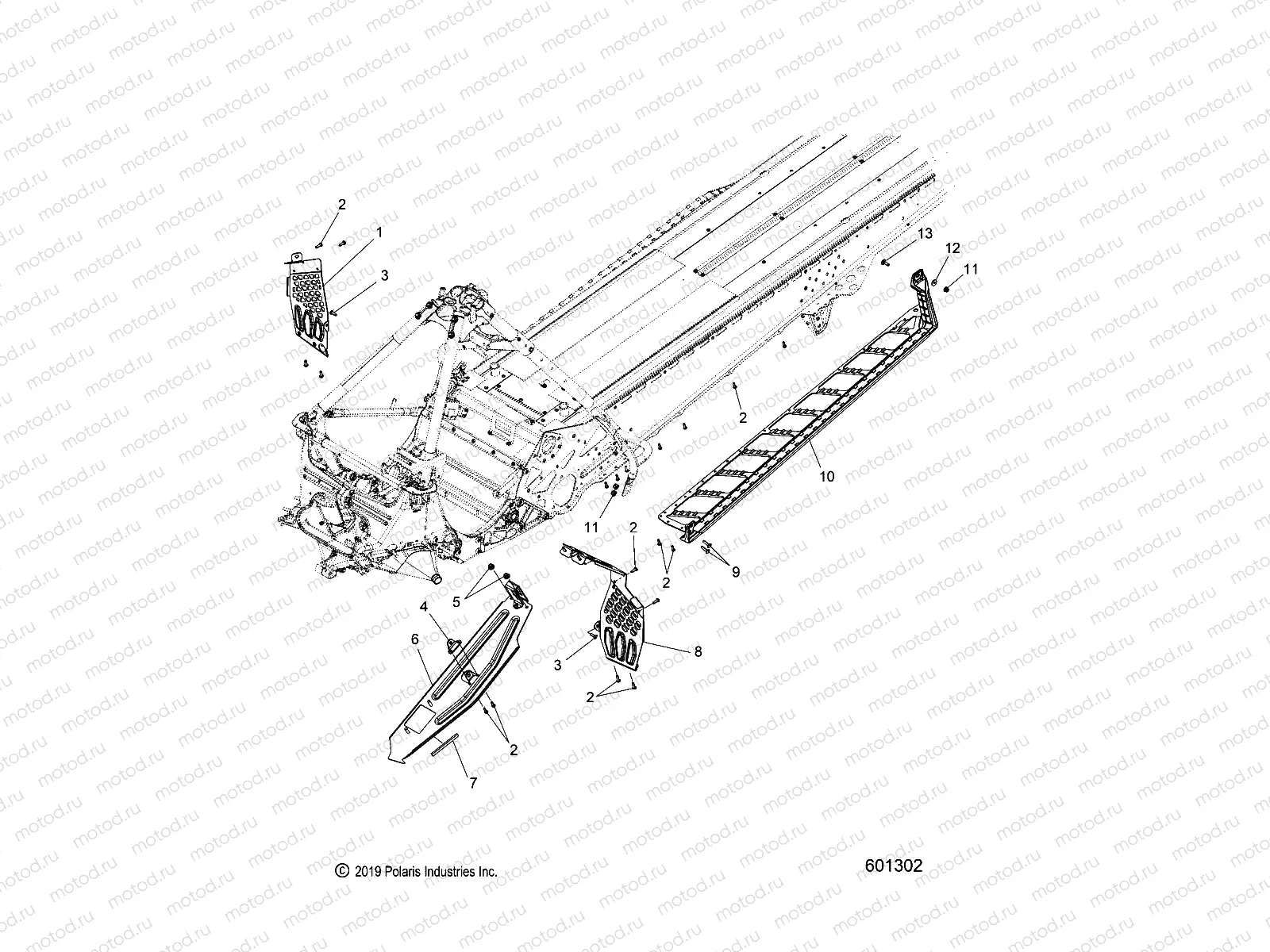 CHASSIS | CHASSIS, CLUTCH GUARD, FOOTRESTS, AND RUNNING BOARDS - S20EHM8PS ALL OPTIONS (601301)