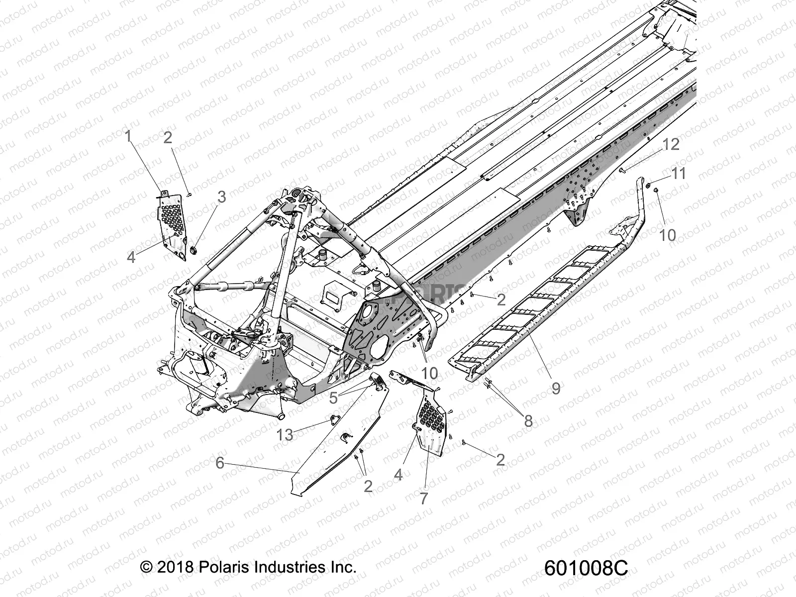 CHASSIS | CHASSIS, CLUTCH GUARD, FOOTRESTS, AND RUNNING BOARDS - S22EFA8RS/EFB8RS ALL OPTIONS (601008C)