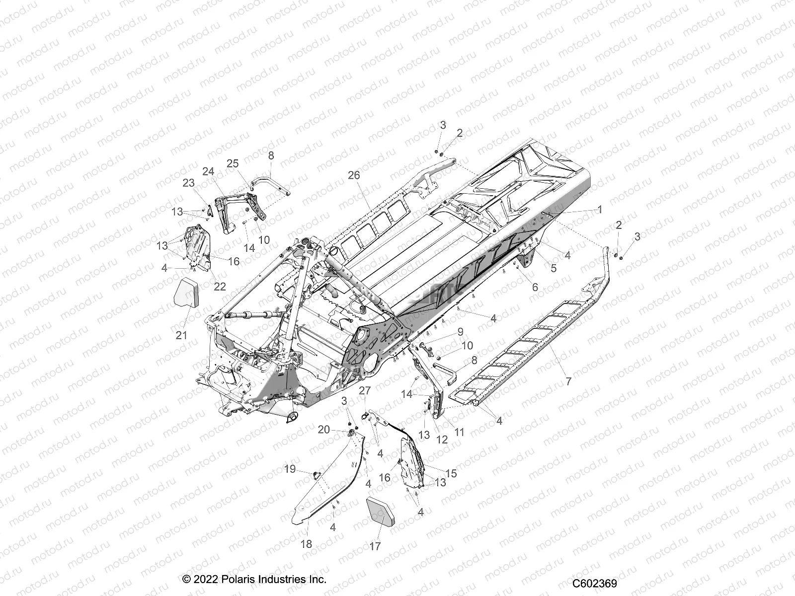 CHASSIS | CHASSIS, CLUTCH GUARD, FOOTRESTS, AND RUNNING BOARDS - S23TFM9BS (C602369)