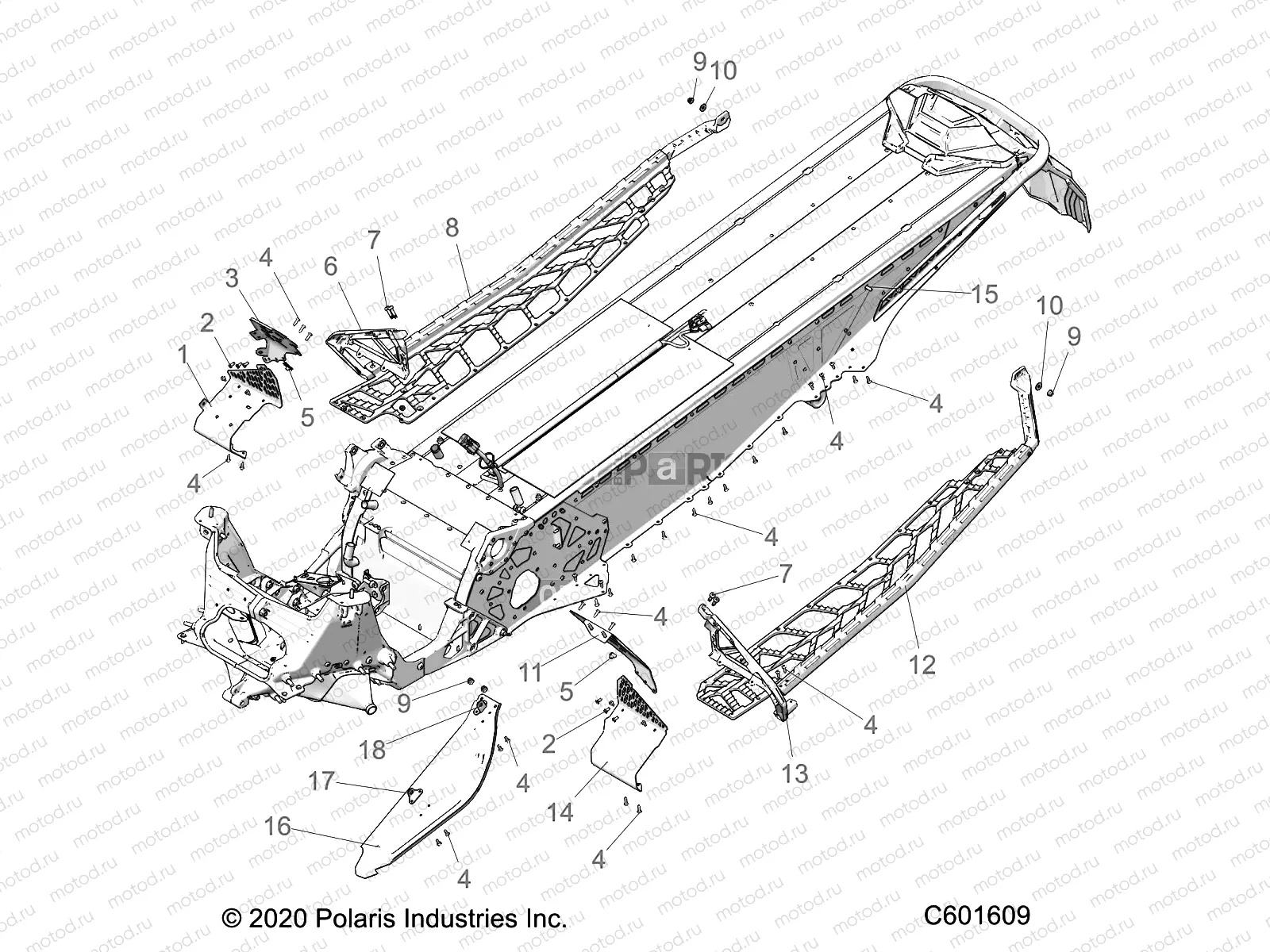 CHASSIS | CHASSIS, CLUTCH GUARD, FOOTRESTS, and RUNNINGBOARDS - S22TDV6RS/6RE ALL OPTIONS (C601609)