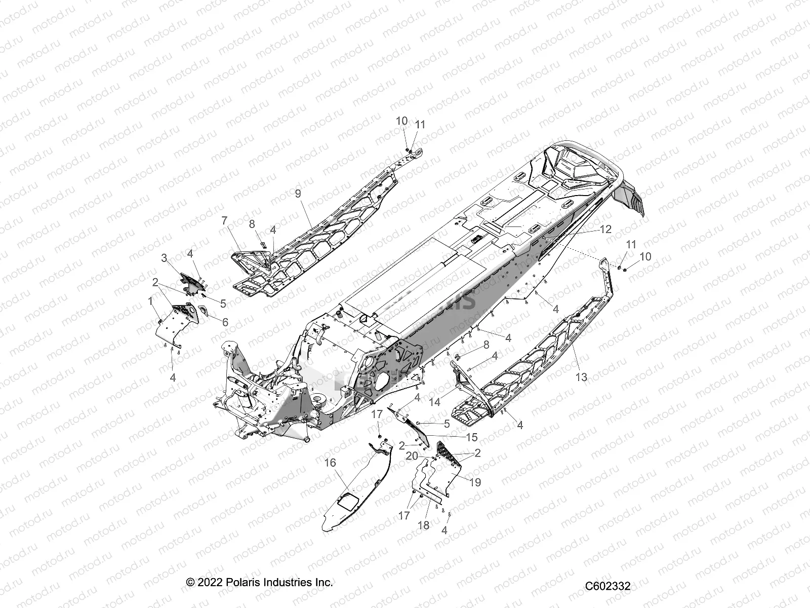 CHASSIS | CHASSIS, CLUTCH GUARD, FOOTRESTS, and RUNNINGBOARDS - S23TDH9FS (C602332)