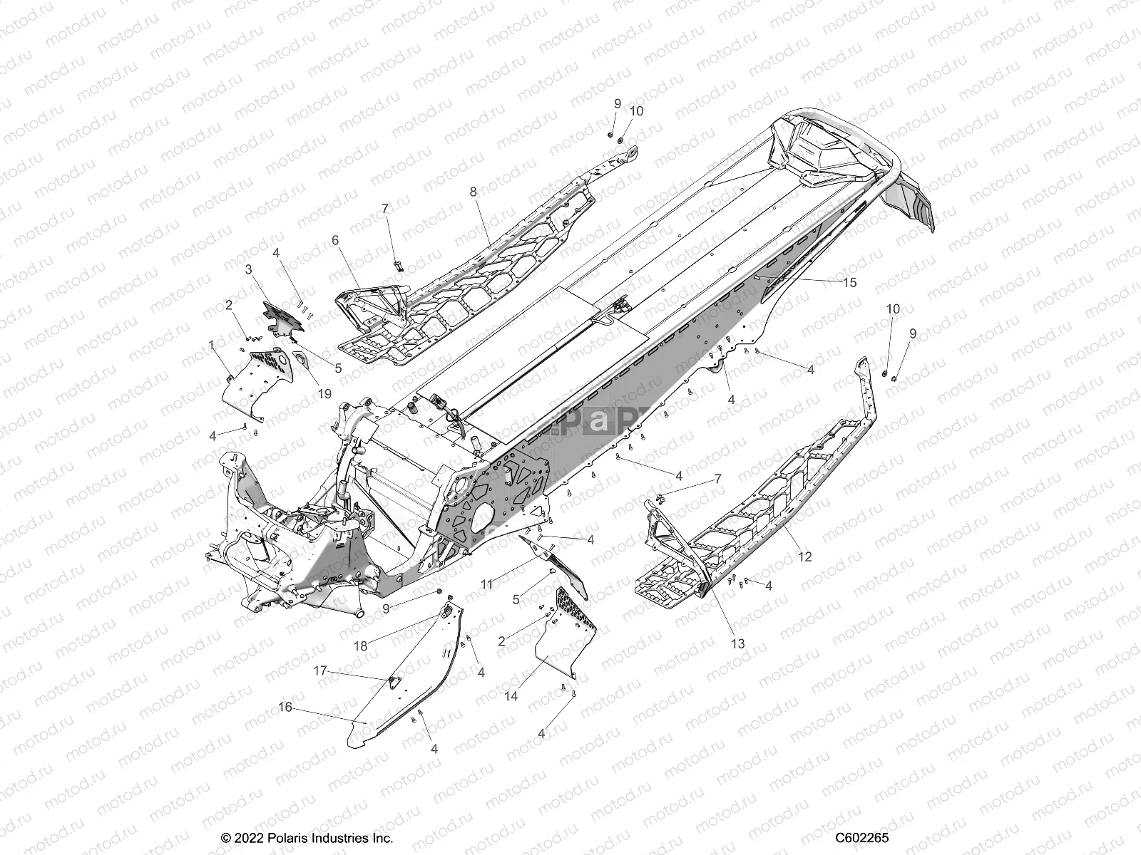 CHASSIS | CHASSIS, CLUTCH GUARD, FOOTRESTS, and RUNNINGBOARDS - S23TDV8RS/8RE (C602151)