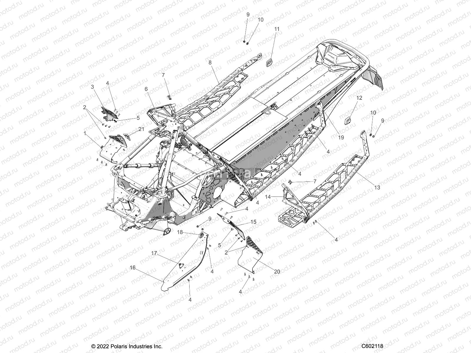 CHASSIS | CHASSIS, CLUTCH GUARD, FOOTRESTS, and RUNNINGBOARDS - S23TKL8RS (C602118)