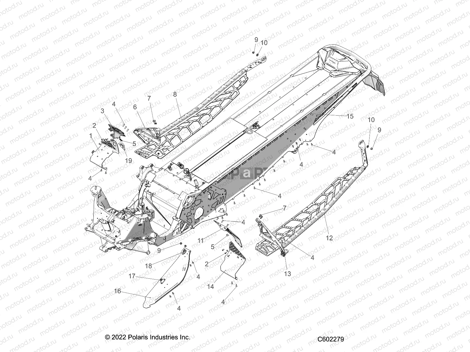 CHASSIS | CHASSIS, CLUTCH GUARD, FOOTRESTS, and RUNNINGBOARDS - S23TLP8RS (C602279)