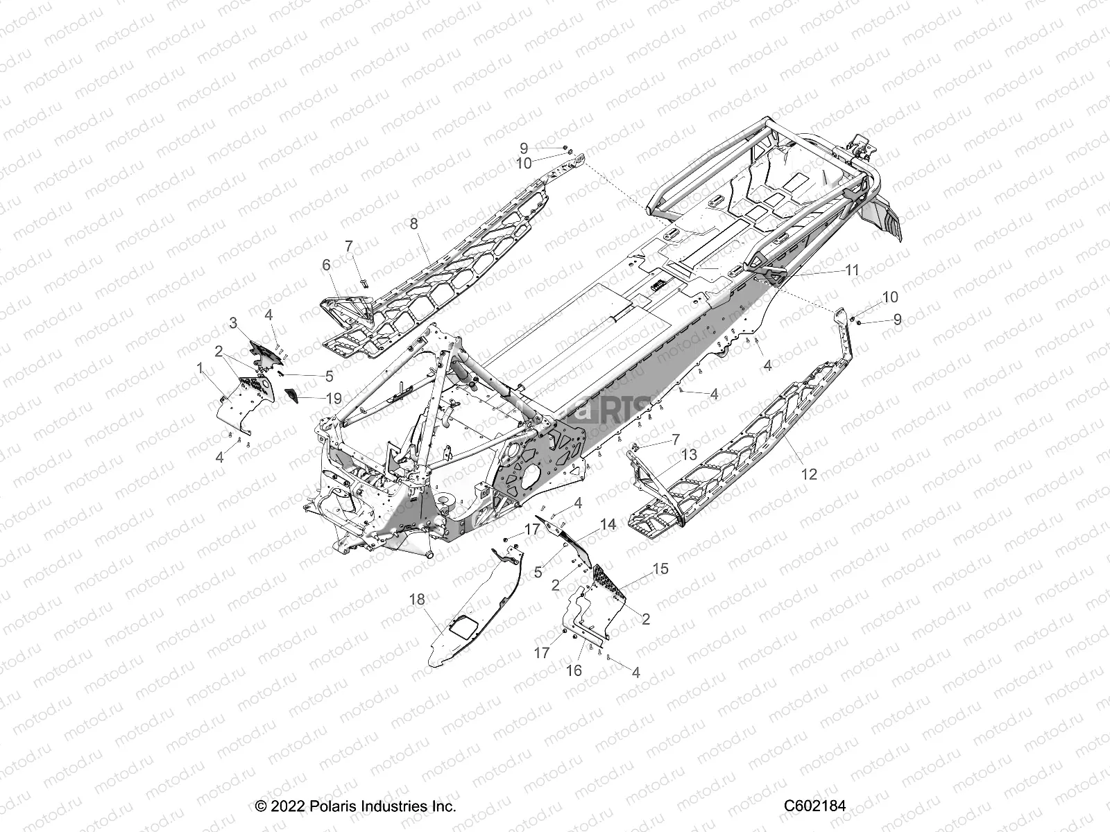 CHASSIS | CHASSIS, CLUTCH GUARD, FOOTRESTS, and RUNNINGBOARDS - S23TLT9FEL (C602184)