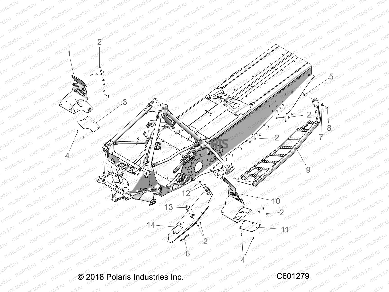 CHASSIS | CHASSIS, CLUTCH GUARD/FOOTRESTS/RUNNING BOARDS - S21EDB6PSL (C601279)