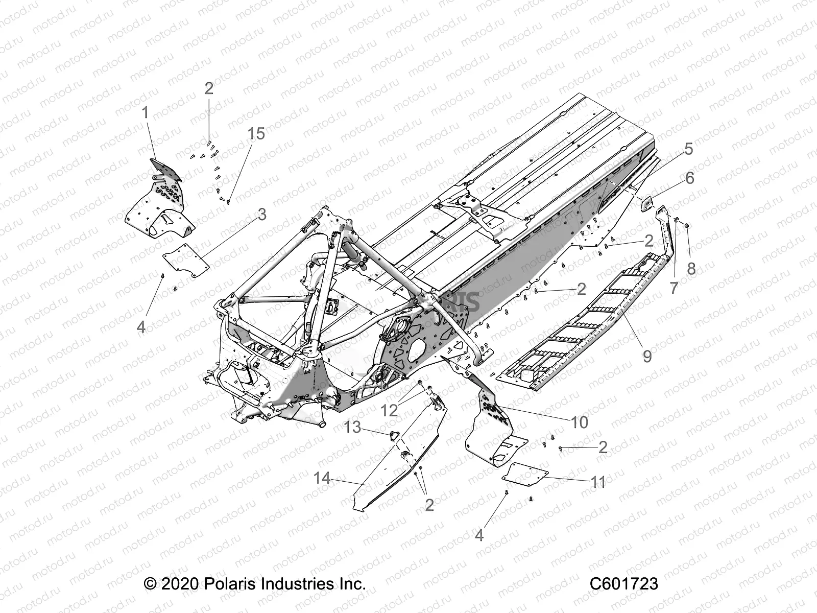 CHASSIS | CHASSIS, CLUTCH GUARD/FOOTRESTS/RUNNING BOARDS - S21EKL8RS ALL OPTIONS (C601723)
