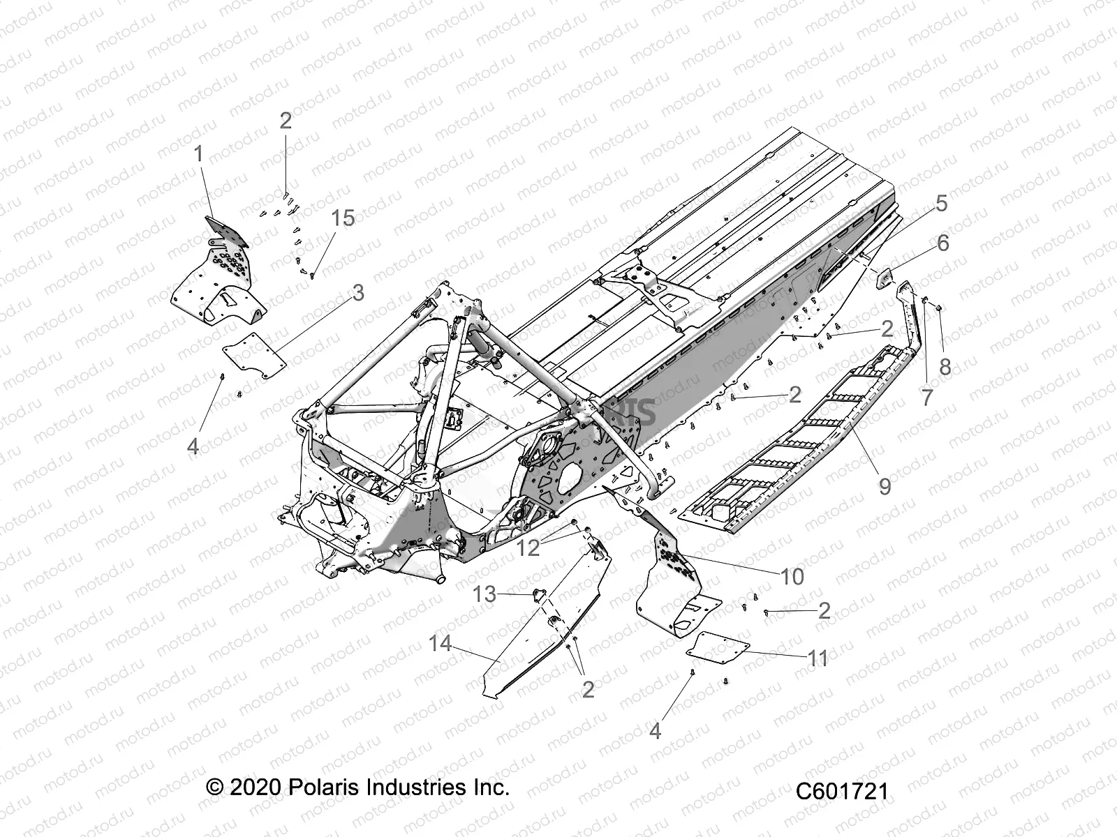 CHASSIS | CHASSIS, CLUTCH GUARD/FOOTRESTS/RUNNING BOARDS - S21EKP8RS ALL OPTIONS (C601721)