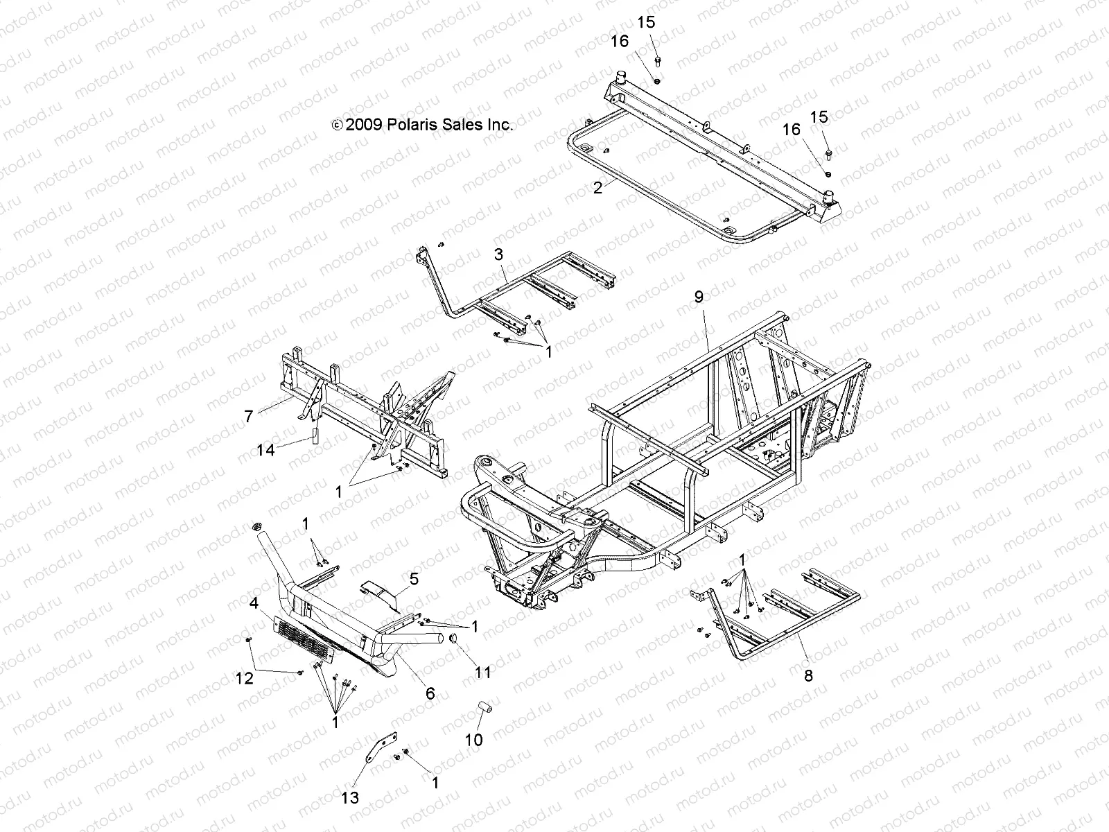 CHASSIS | CHASSIS, FRAME and FRONT BUMPER - R10RC08GA/GH/FA/FH (49LEVCHASSIS10SDW)