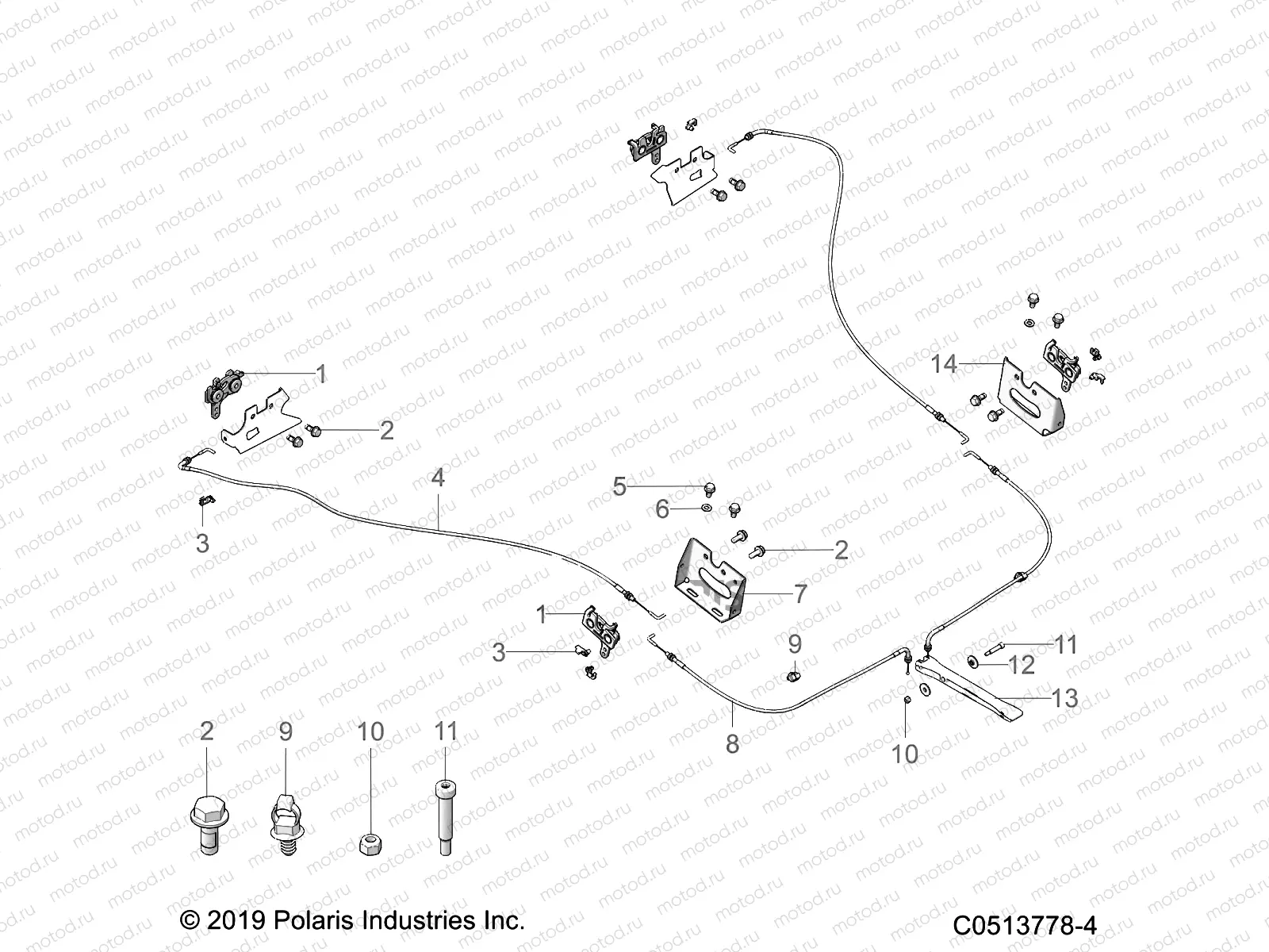 CHASSIS | CHASSIS, HOOD HINGE CABLE ASM. - T20AARGB ALL OPTIONS (C0513778-4)