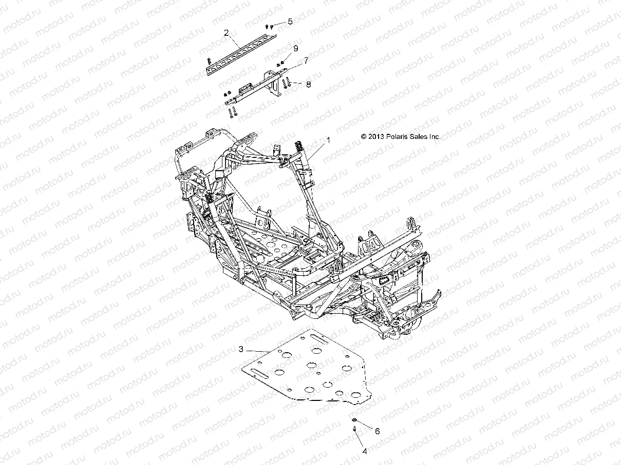 CHASSIS | CHASSIS, MAIN FRAME AND SKID PLATE - A14BH33FJ (49ATVSKIDPLATE14325)
