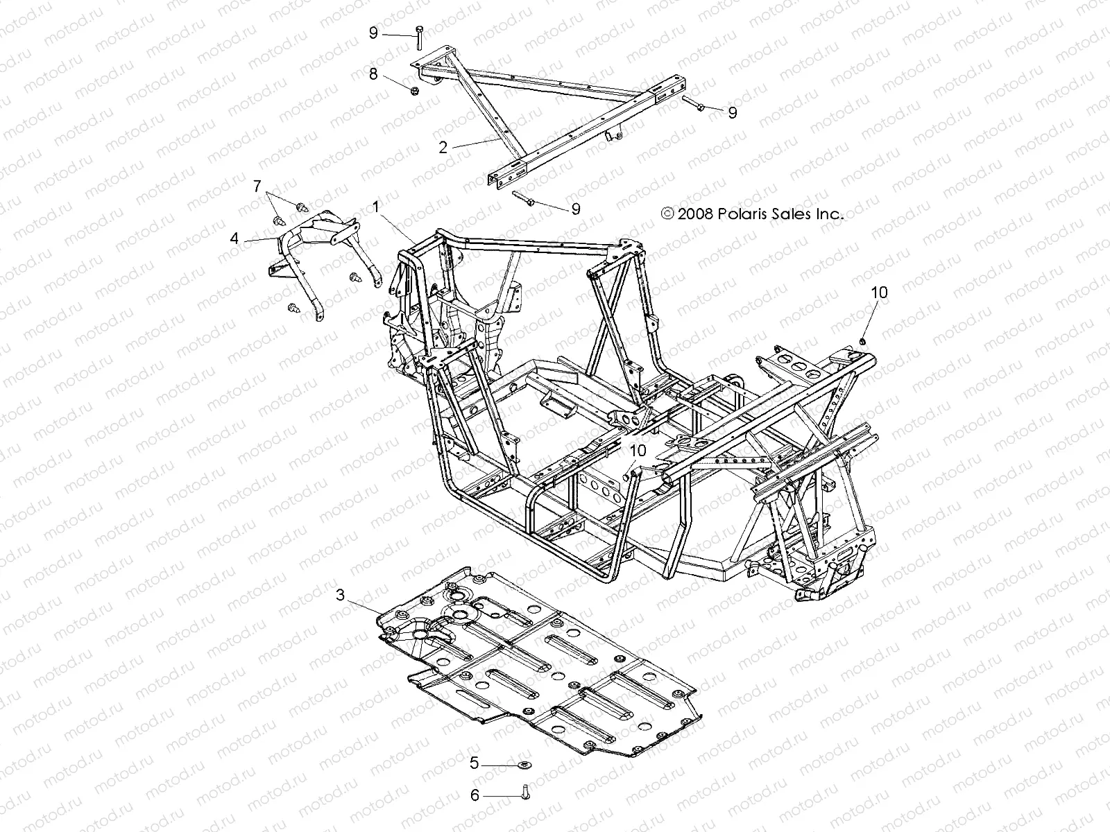 CHASSIS | CHASSIS, MAIN FRAME and SKID PLATE - R10VH76 ALL OPTIONS/VY76AZ (49RGRFRAME09RZR)