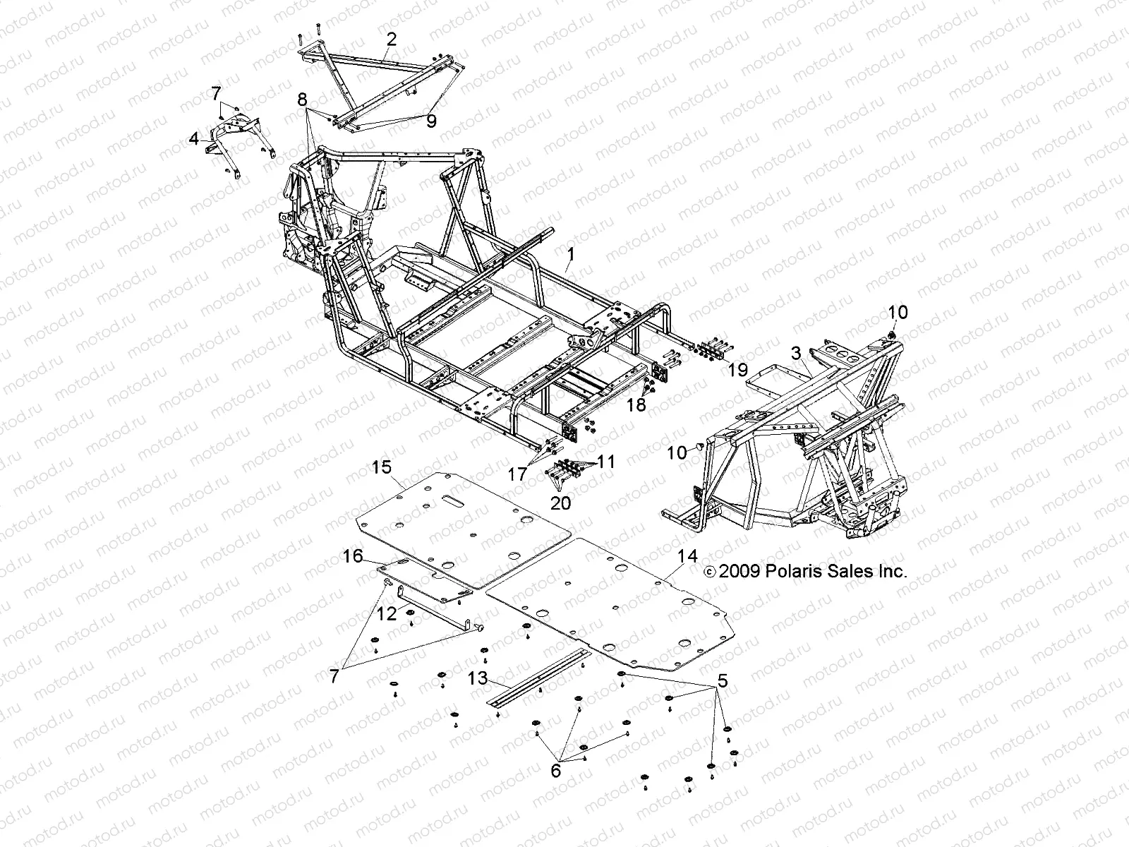 CHASSIS | CHASSIS, MAIN FRAME and SKID PLATE - R11XH76AW/AZ/XY76AA (49RGRFRAME11RZR4)