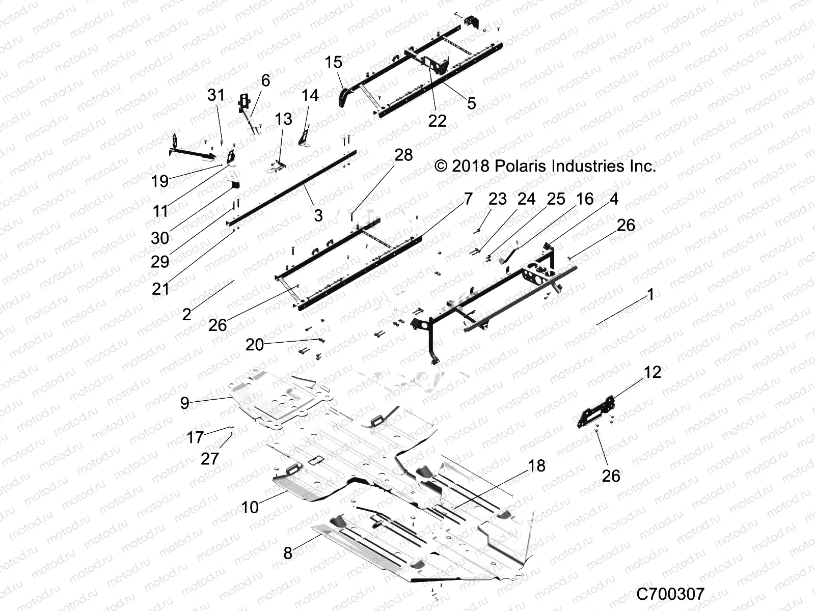 CHASSIS | CHASSIS, MAIN FRAME AND SKID PLATE - Z20A4E99AH/LH (C700307)