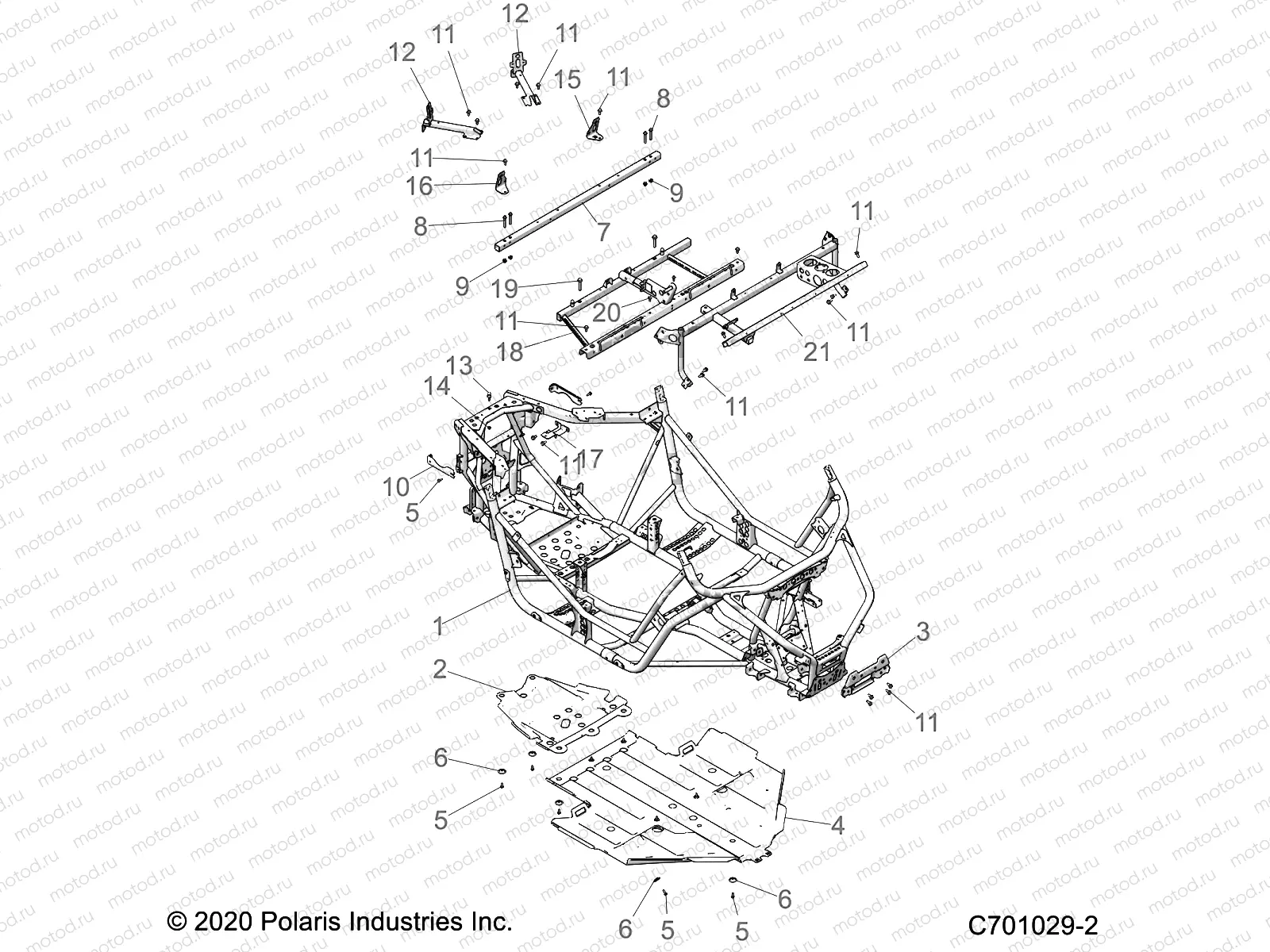 CHASSIS | CHASSIS, MAIN FRAME AND SKID PLATE - Z22A5P87A5 (C701029-2)
