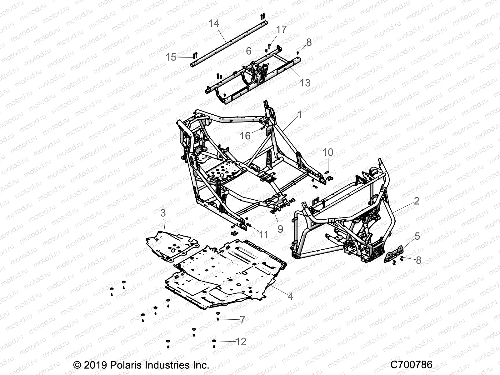 CHASSIS | CHASSIS, MAIN FRAME AND SKID PLATES - G21GAJ99AC/AW/BC/BW (C700786)