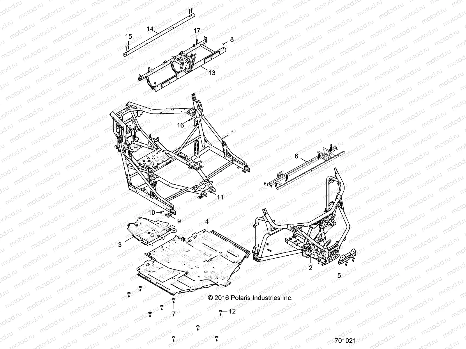 CHASSIS | CHASSIS, MAIN FRAME AND SKID PLATES - R16RGE99A7/AE/AV (701021)
