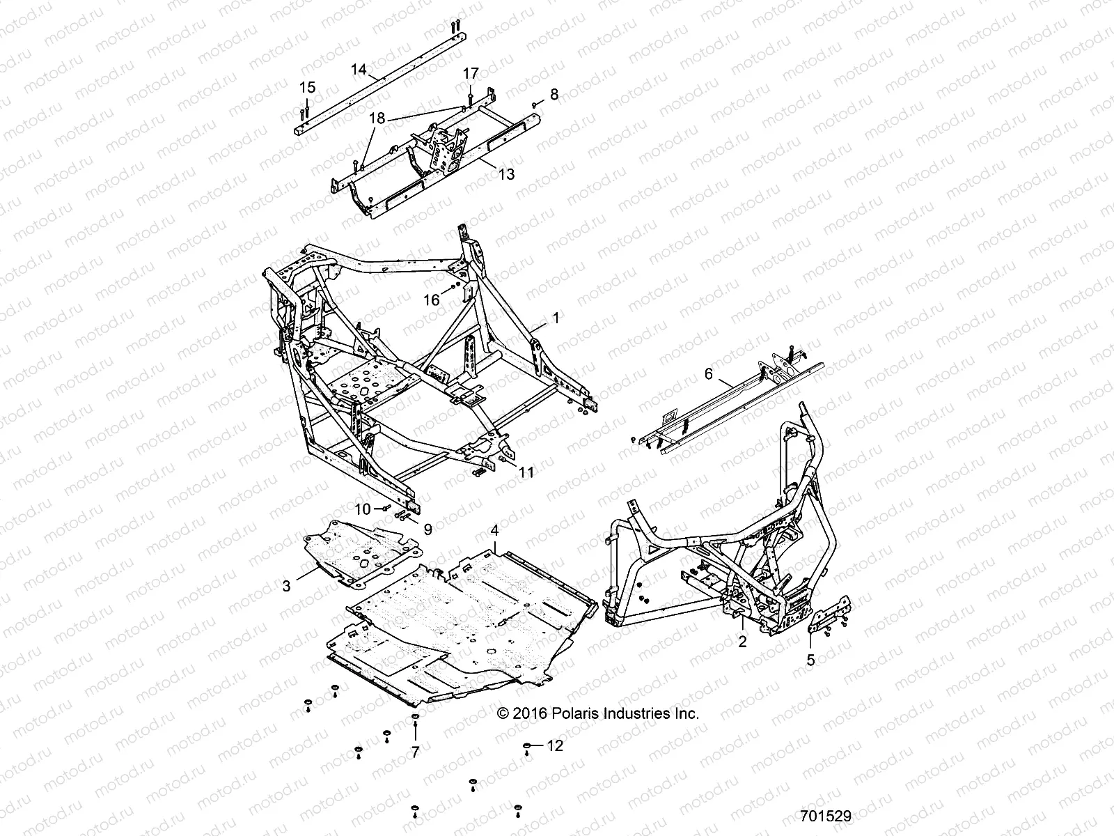 CHASSIS | CHASSIS, MAIN FRAME AND SKID PLATES - R18RGE99BM/BB/B7/KBS/UB9/UBG (701529)
