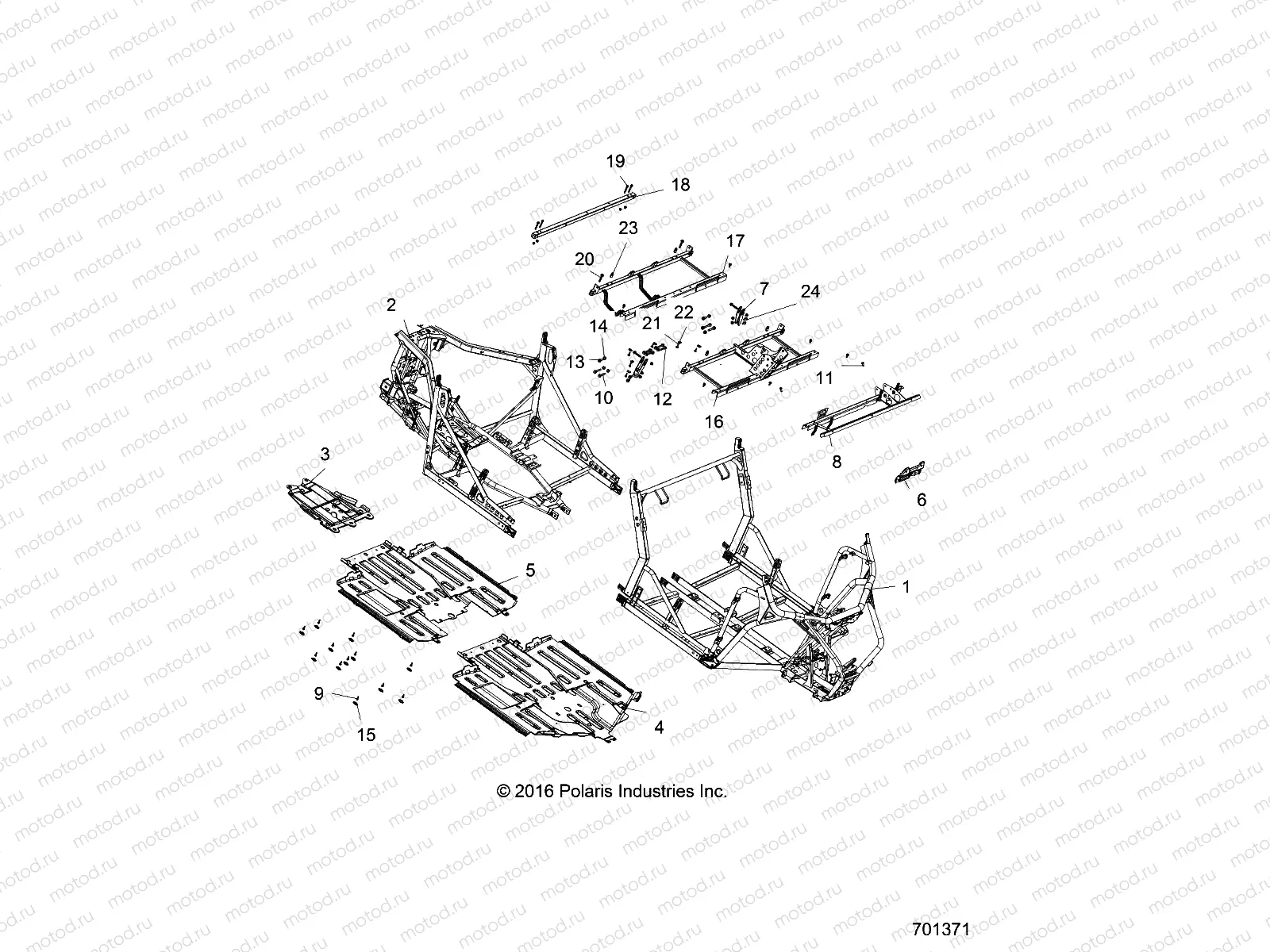 CHASSIS | CHASSIS, MAIN FRAME AND SKID PLATES - R18RHE99BK/KBS (701371)
