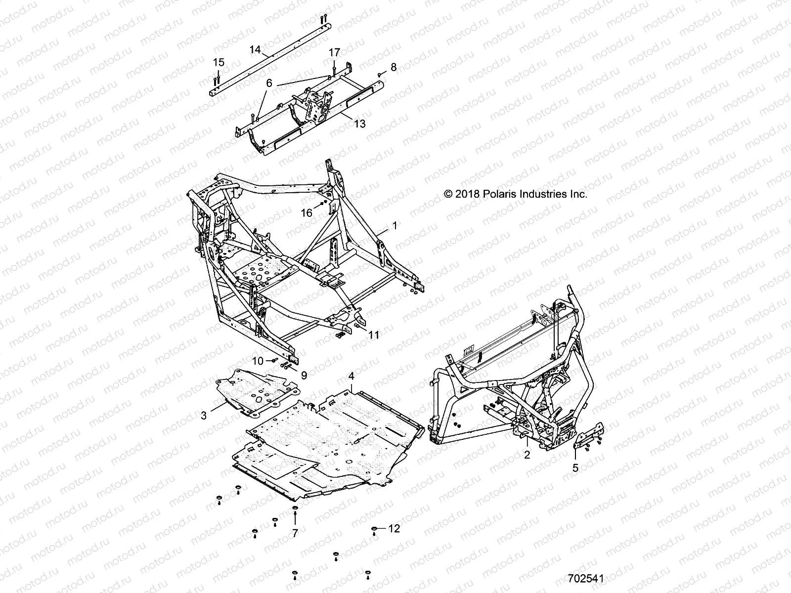 CHASSIS | CHASSIS, MAIN FRAME AND SKID PLATES - R19RGE99A2/EAR/EBR/UAF/UBF/UAM/UBM/UA9/UB9/UAL/UBL/KAK/KBK (702541)