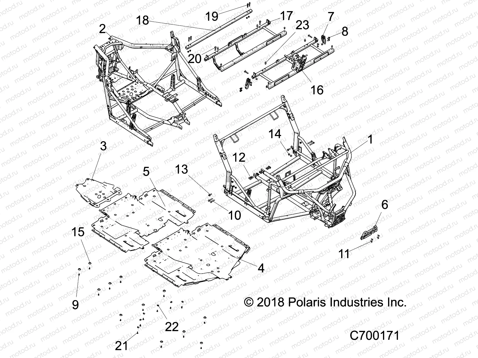 CHASSIS | CHASSIS, MAIN FRAME AND SKID PLATES - R19RHE99AD/BD/LD/KAK/BK (C700171)