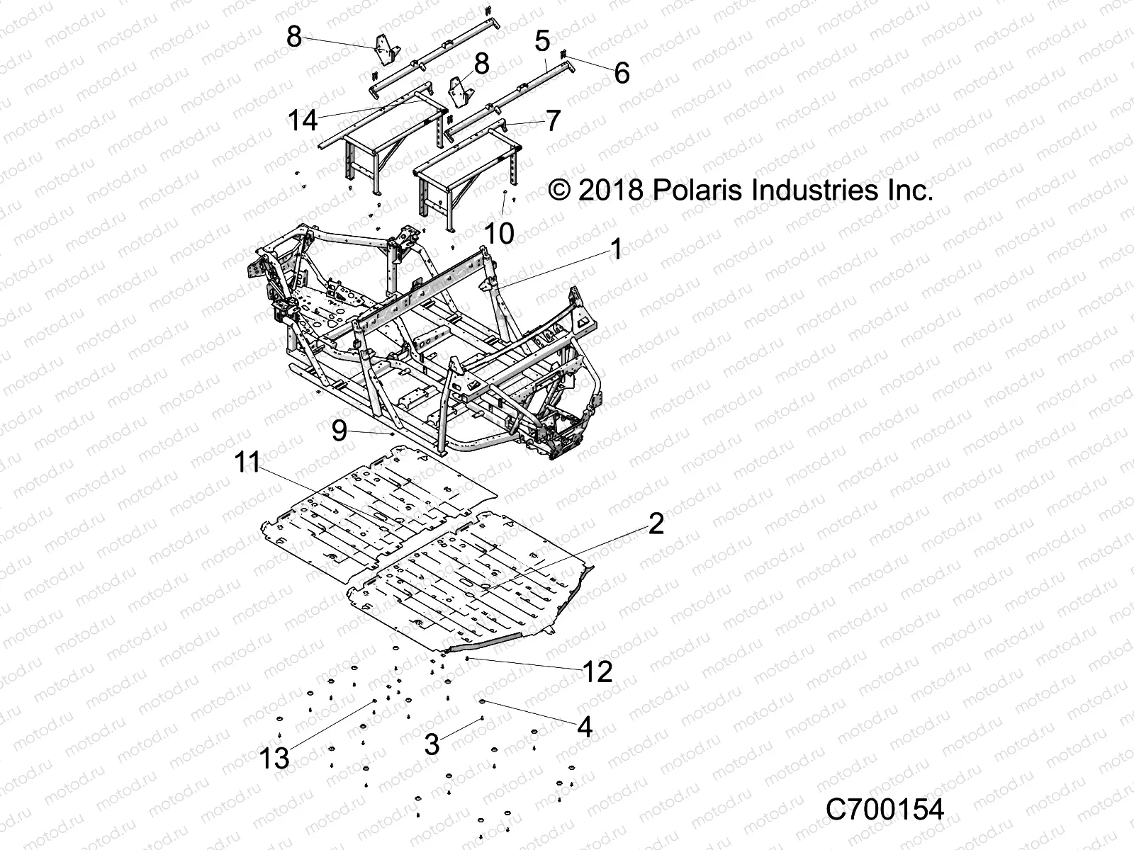 CHASSIS | CHASSIS, MAIN FRAME AND SKID PLATES - R21RSK99A9/AP/AW/B9/BP/BW (C700154)