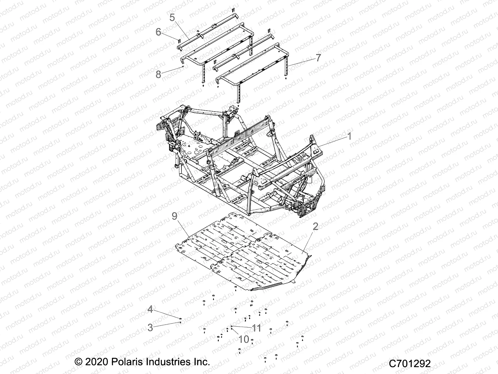 CHASSIS | CHASSIS, MAIN FRAME AND SKID PLATES - R23T6E99AD/BD/AP/BP/A9/B9 (C701292)