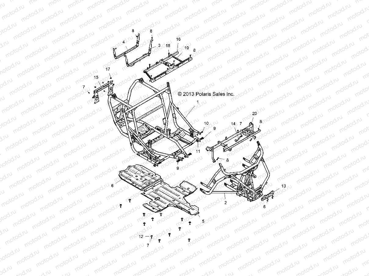 CHASSIS | CHASSIS, MAIN FRAME AND SKID PLATES - Z14ST1EFX (49RGRFRAME14RZR1000)