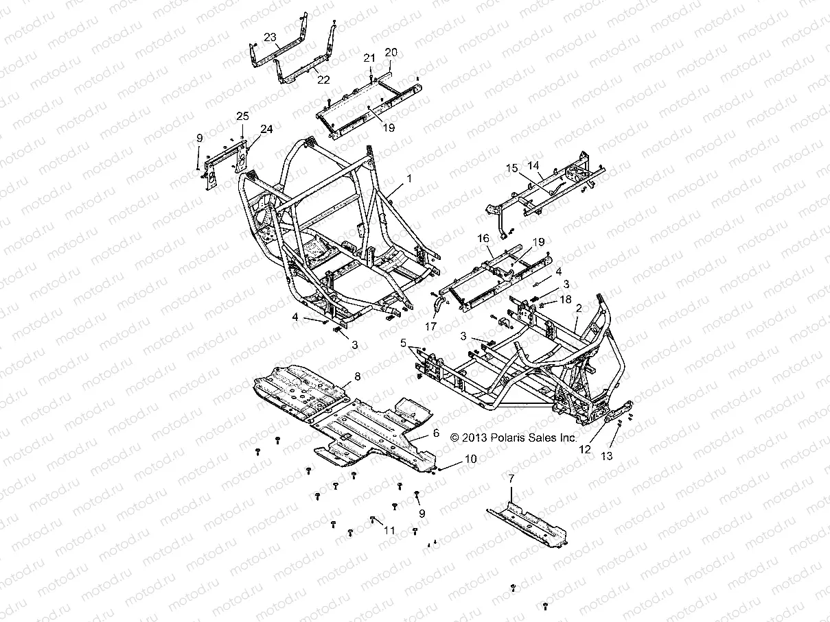CHASSIS | CHASSIS, MAIN FRAME AND SKID PLATES - Z15VFE99AT/AV/AP (49RGRFRAME1410004)