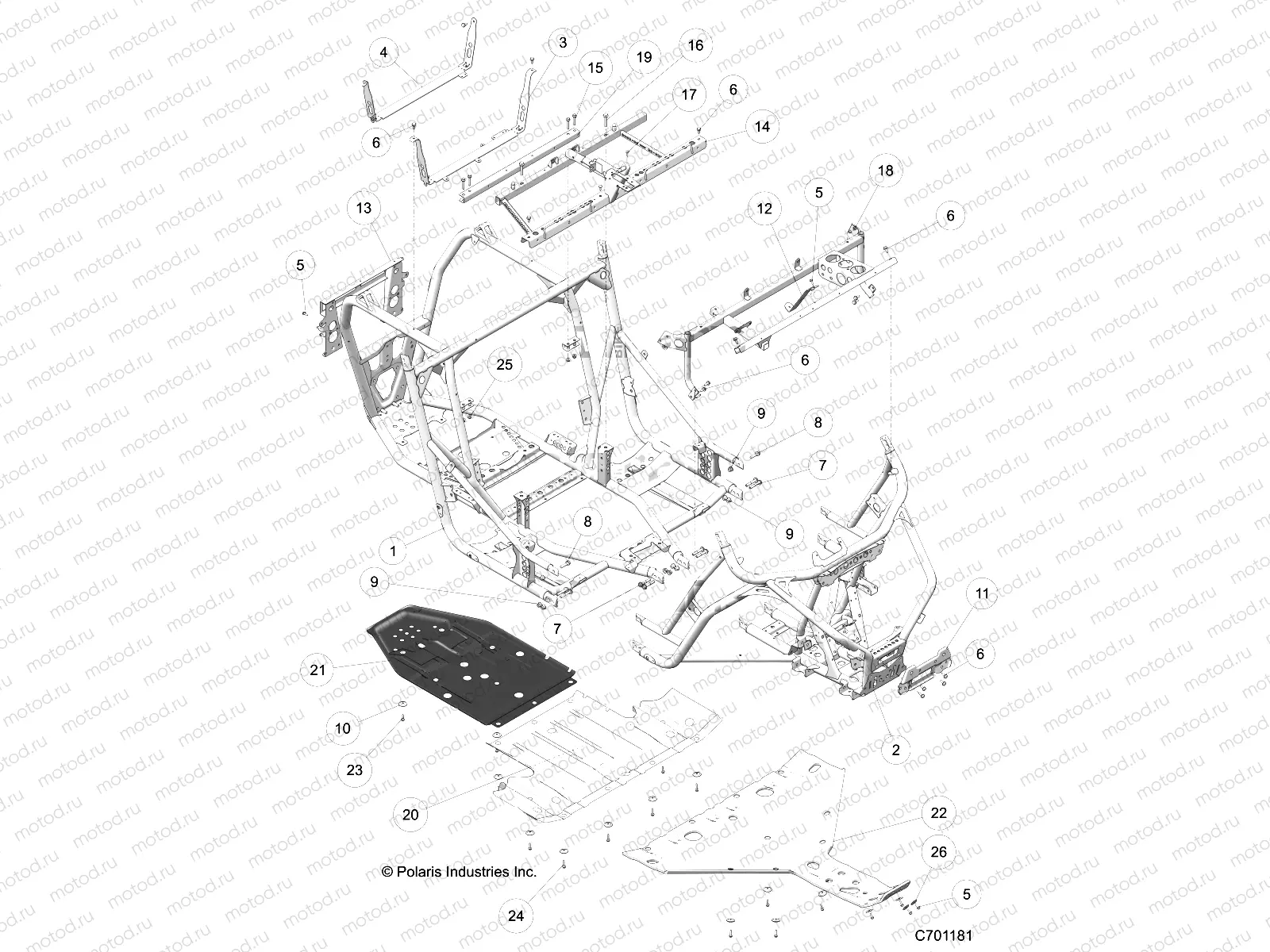CHASSIS | CHASSIS, MAIN FRAME AND SKID PLATES - Z18VDR99AL/BL (C701181)
