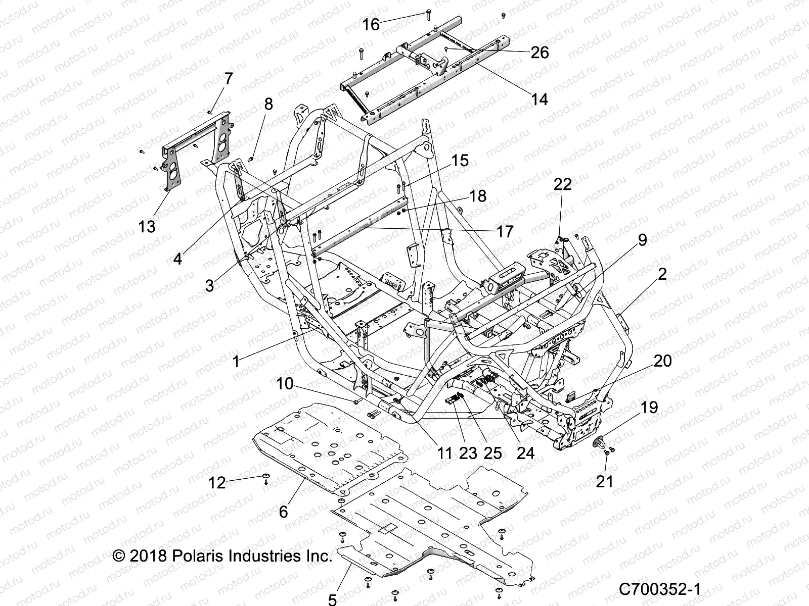 CHASSIS | CHASSIS, MAIN FRAME AND SKID PLATES - Z19VEL92AK/BK/AR/BR/LR/AM/BM (C700352-1)