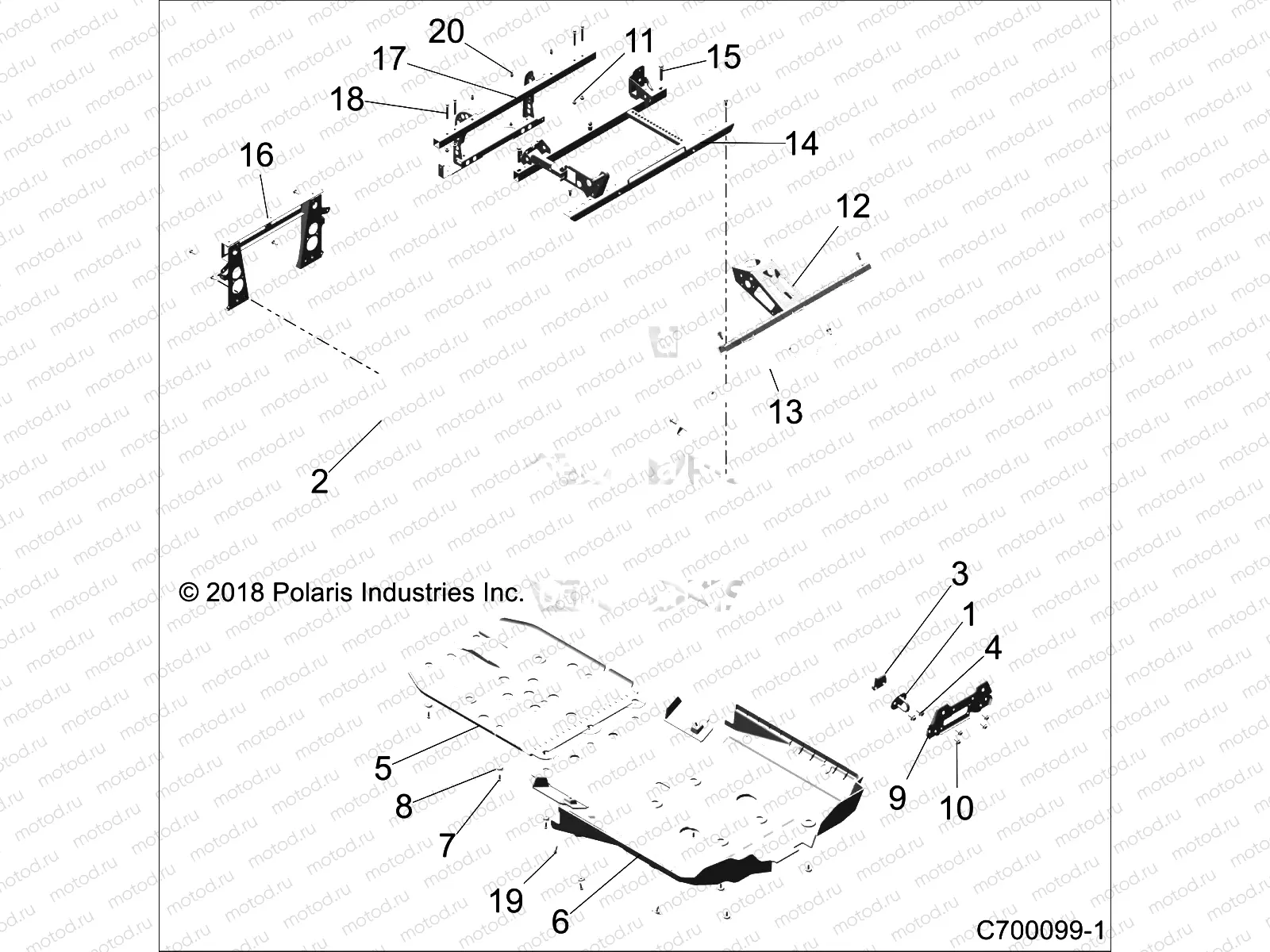 CHASSIS | CHASSIS, MAIN FRAME AND SKID PLATES - Z19VGE99AK/AW/BK/BW (C700099-1)
