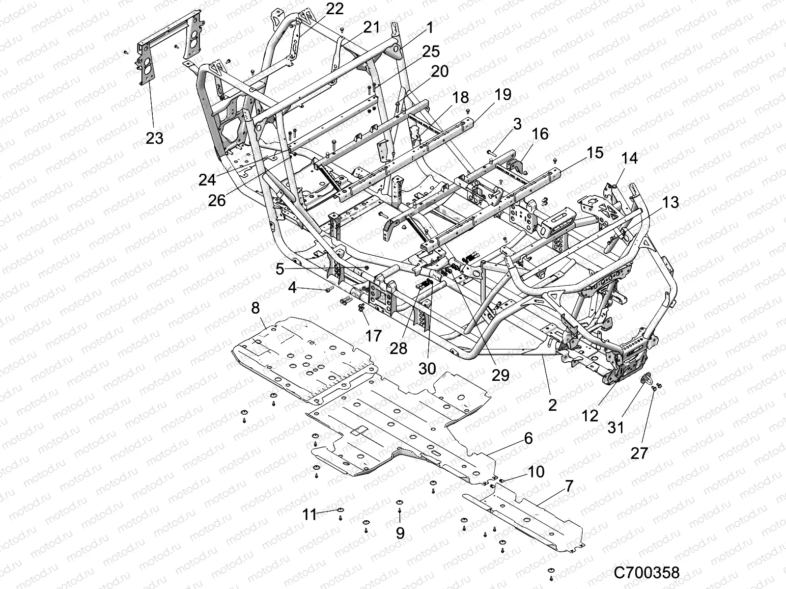 CHASSIS | CHASSIS, MAIN FRAME AND SKID PLATES - Z19VPL92AK/BK/AR/BR/AM/BM (C700358)